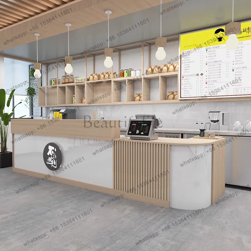 LJY Modern Office Reception Desk Counter Italian Trendy Aesthetic Wood Reception Desk Counter Beauty Decorations Salon Furniture