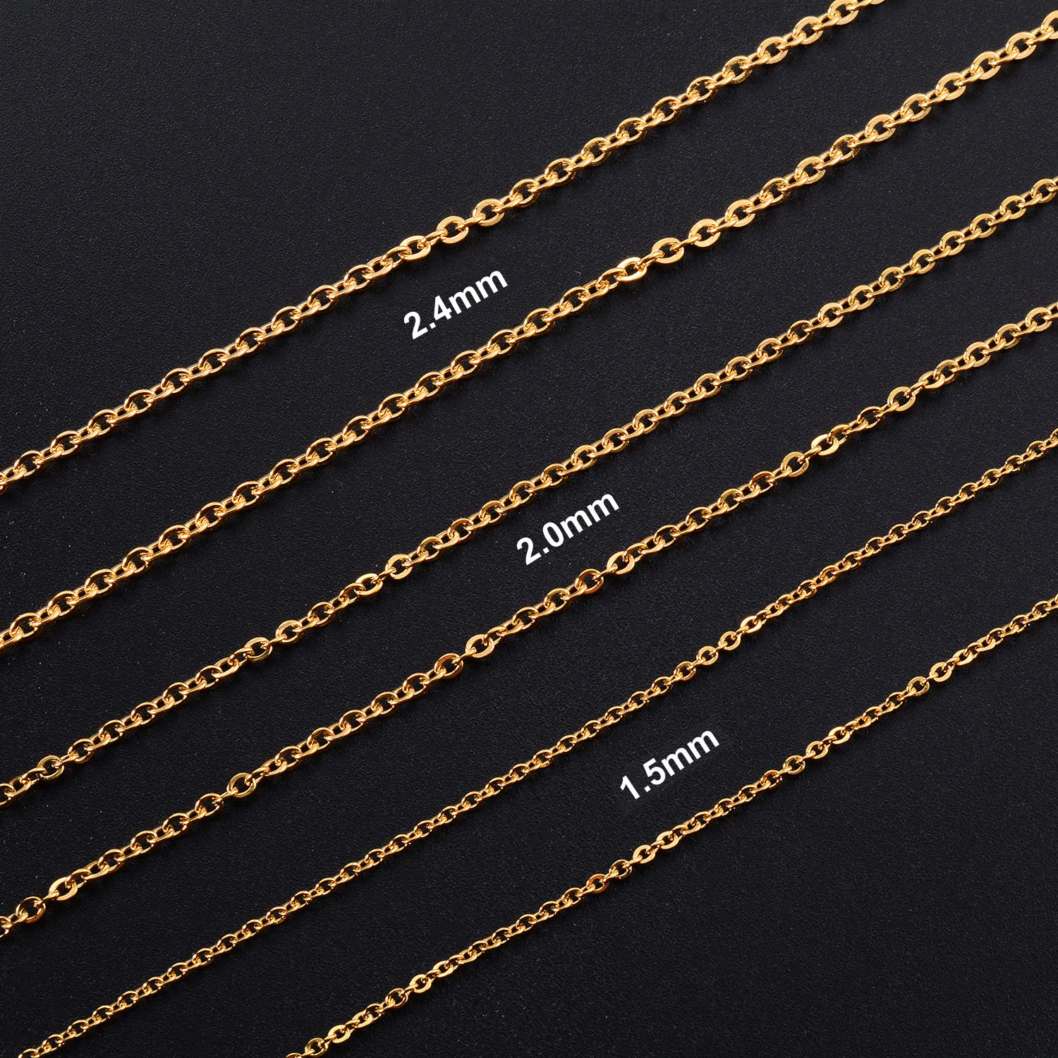 5 Stück/Set Klassische Edelstahl-Kabel-Rolo-Halskette Großhandel Metall-O-Kette Schmuckzubehör für Damen und Herren – Detail 3