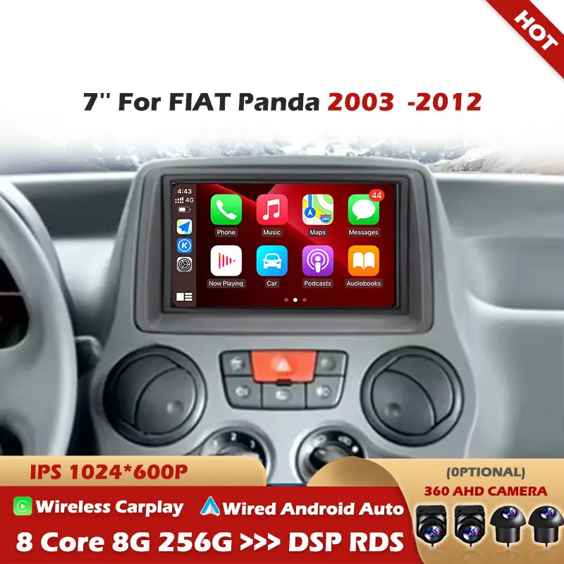 

7" Car Radio For FIAT Panda 2003 2004 2005 2006 2007 -2012 Android 16 Stereo Multimedia Player Navigation Autoradio Carplay Auto