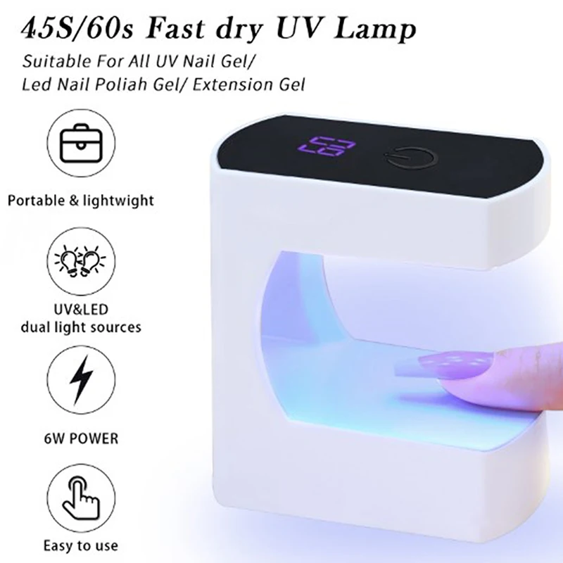 1PCS  UV Led Nail Lamp Nail Dryer For All Types Gel Varnish Polish Curing 6Pcs Leds Lamp For Nail Manicure Machine USB Connector