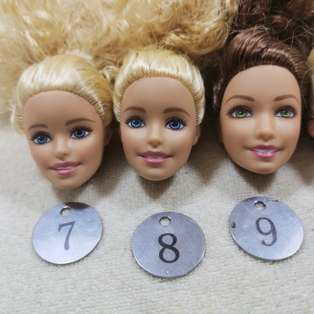 B20-2 Original Foreign Trade European Beauty1/6 OOAK NUDE Doll Head Mussed White Curly Hair for DIY Soft PVC Head  90%NEW B