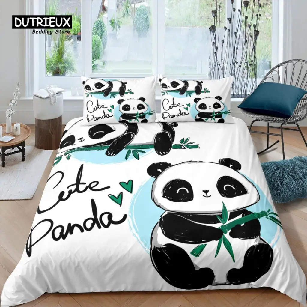 

Home Living Luxury 3D Print Panda Bedding Set Bamboo Duvet Cover Pillowcase Queen and King EU/US/AU Size Polyester Bedding