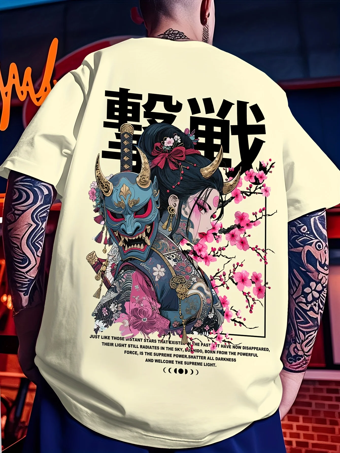 Trendiges, cooles T-Shirt aus 100 % Baumwolle für Männer und Frauen, Outdoor, Straßensport, japanischer Anime, Harajuku, Y2K, lässig, Retro, Schönheit, Samurai, kurze Ärmel