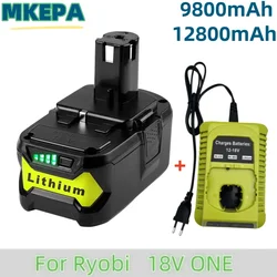 9.8Ah 12.8AH per RYOBI P108 18 V One +Plus batteria 18 Volt utensili elettrici agli ioni di litio P104 P107 RB18L50 RB18L20 P108