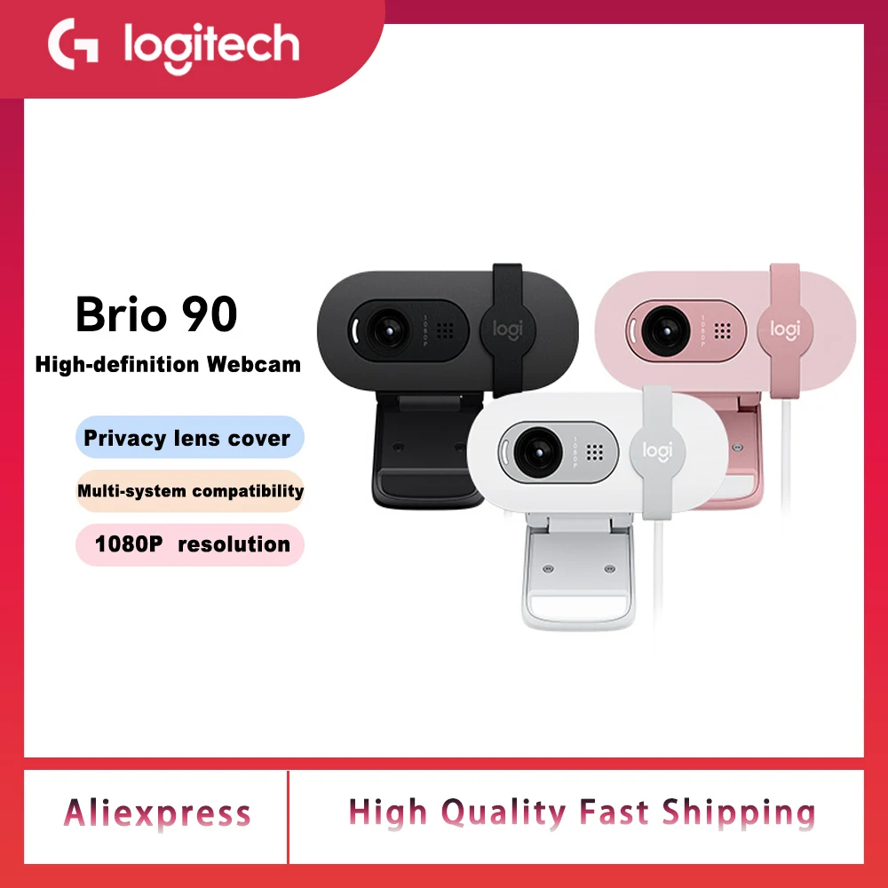 

Новая оригинальная веб-камера Logitech Brio 90 HD 1080p с автоматической балансировкой освещенности, встроенным затвором конфиденциальности и встроенным микрофоном