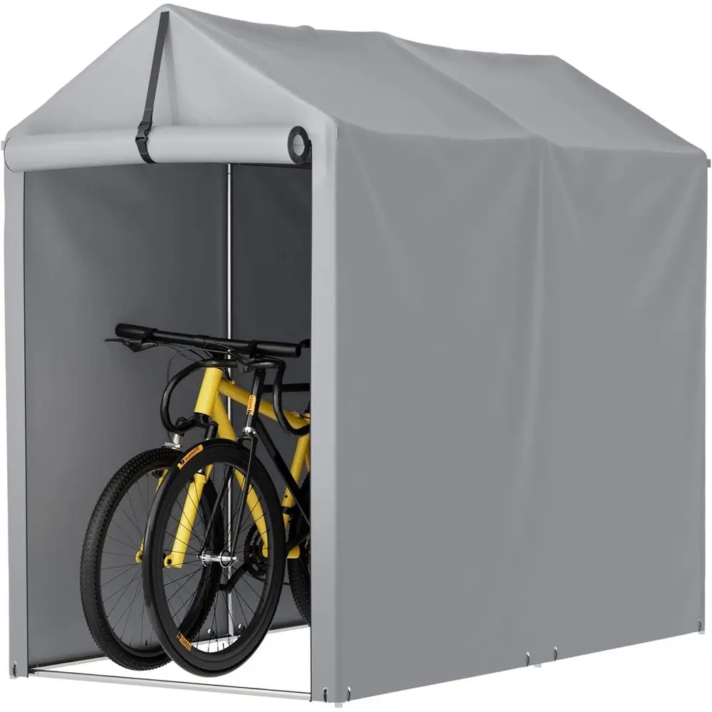 

6x3m Portable Outdoor Storage Shed with Zipper Door, Suitable for Cars, Bikes, and Tools, Waterproof and UV-Resistant, Gray