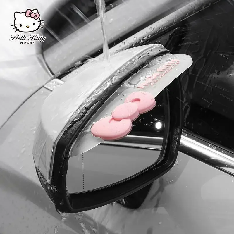 

Hello Kitty Car Rearview Mirror Rain Eyebrow Window Cartoon Cute Shield Sun Visor Auto Rear View Protector proof Blades Sticker