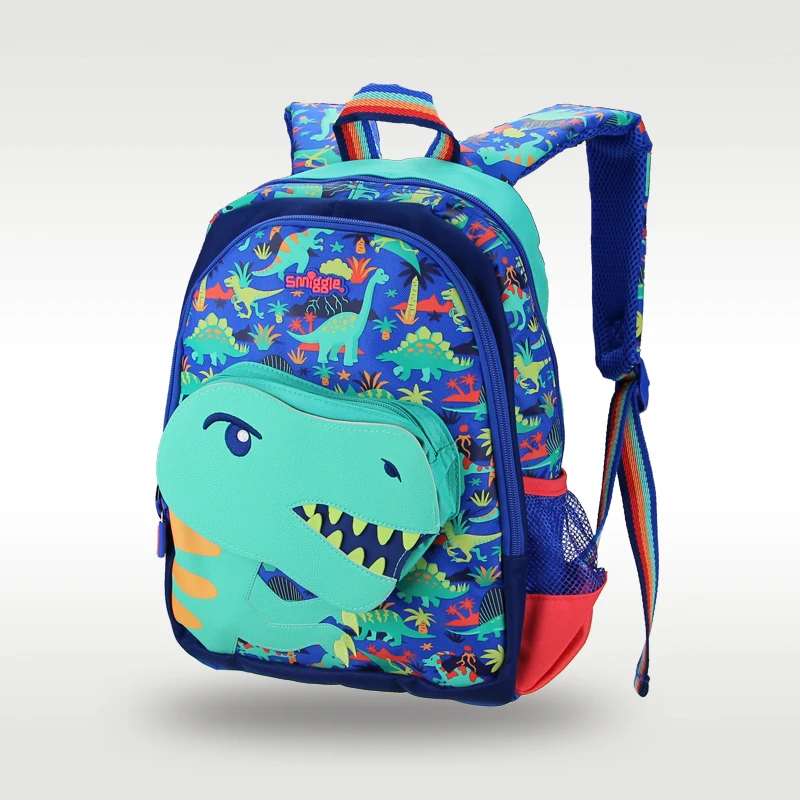 Australia original Smiggle hot-selling children's schoolbag boy cool blue-green dinosaur primary school backpack 14 inches