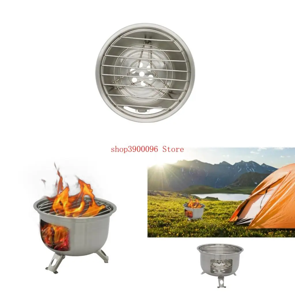 Efficient Burning Stove Charcoal Grill Stainless Steel Backpacking Stove for Grilling Boiling and Roasting Outdoors