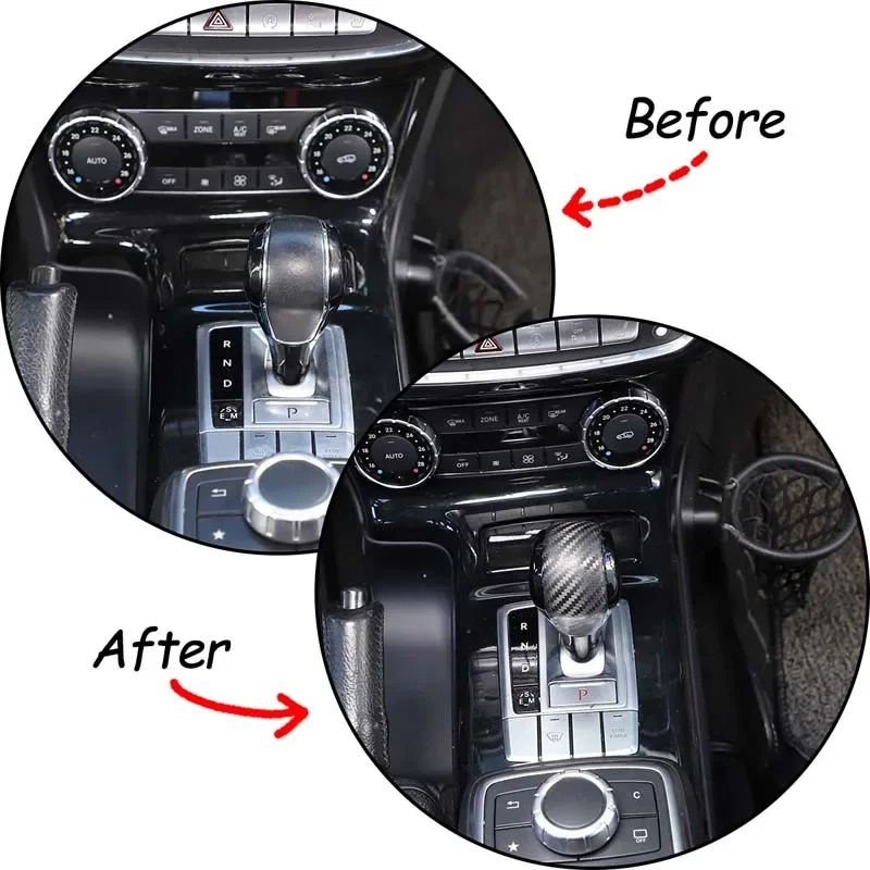 100% Carbon Fiber Gear Shift Knob Head Cover Decorative Trim Kit For Mercedes Benz G-Class W463 2012-2018 Car Accessories