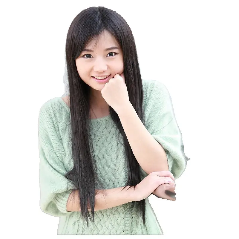 

Fei-Show Wig Synthetic High Temperature Fiber Long Straight Hair for Women Female Salon Oblique Fringe Woman Inclined Bangs Hair