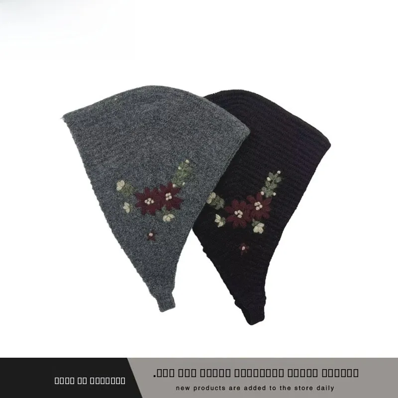 

Модная вязаная шапка с вышитыми цветами Blo ZR Sle, новая осенне-зимняя женская одежда, подходящая к ветру...