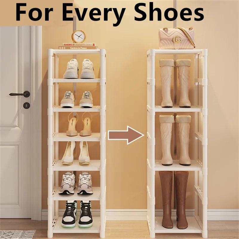 4/5/6/7 Schichten weißer Schuh-Organizer, platzsparendes Schuhregal, Regal für Eingangsbereich, Flur, Wohnzimmer, verstellbarer Sparschrank ﻿
