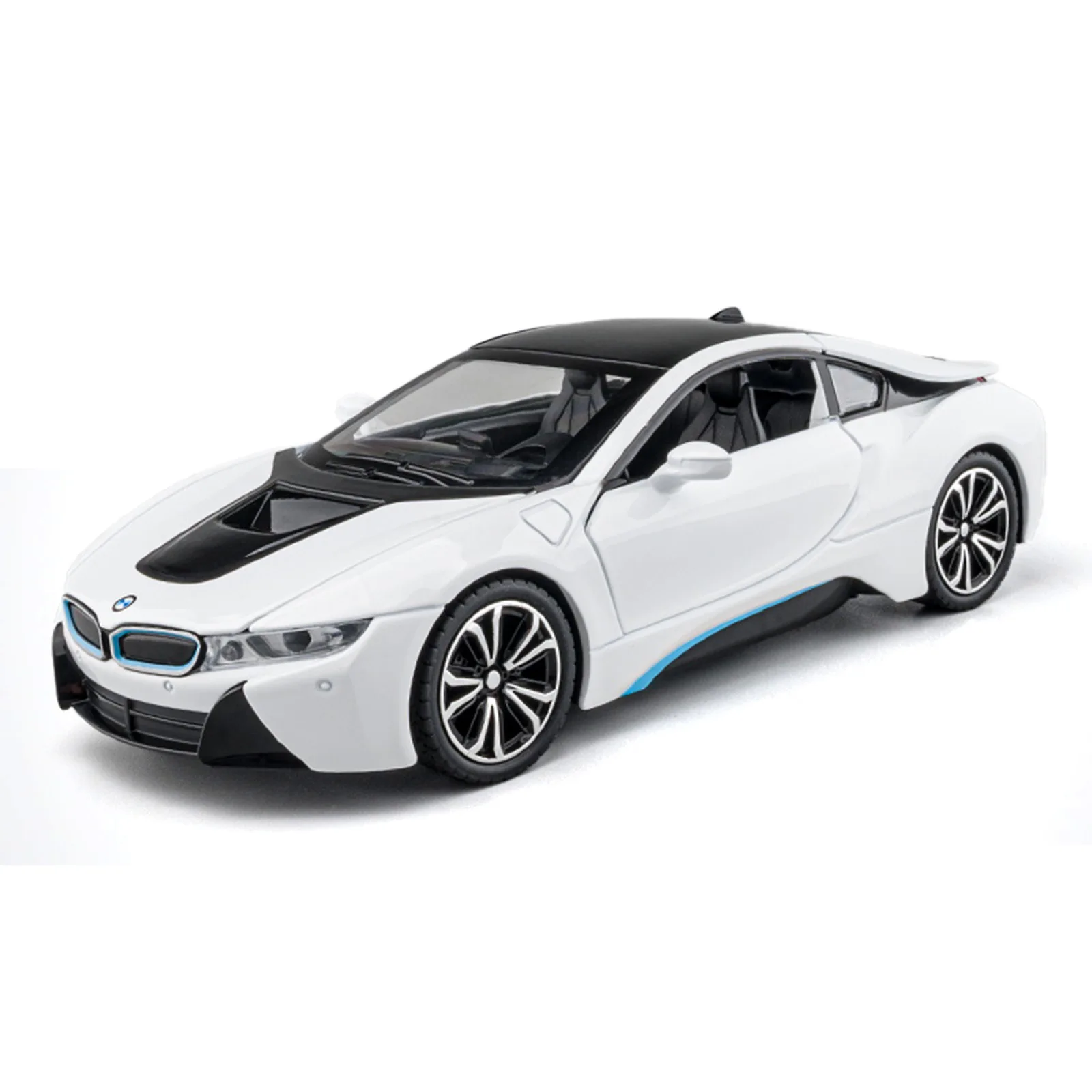 1:22 i8 simulação liga modelo de carro diecast ornamento som & luz puxar para trás função coleção meninos brinquedos presentes para crianças