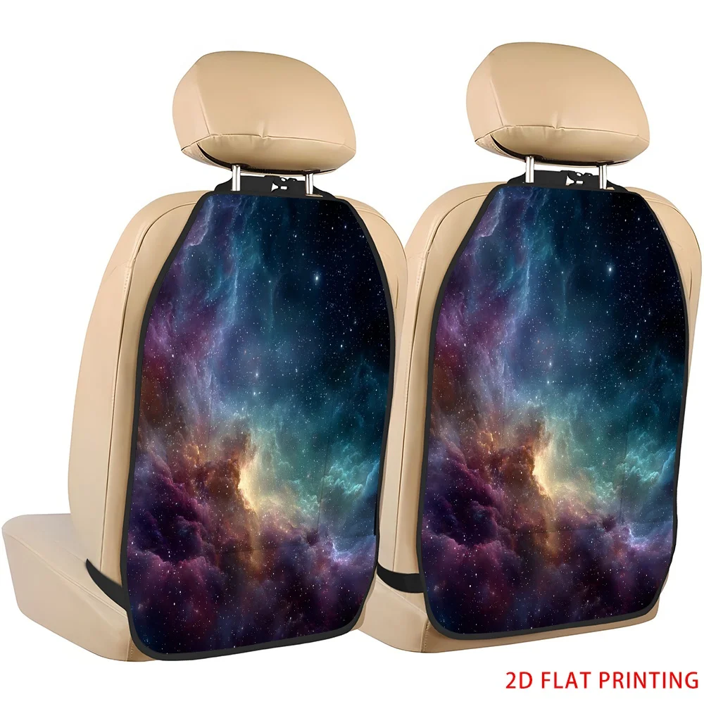 2D Plane Printing 2pcs Backseat Protector Seat Covers Fashion Improves The Interior Ambiance With A Cosmic Starry Night Design,