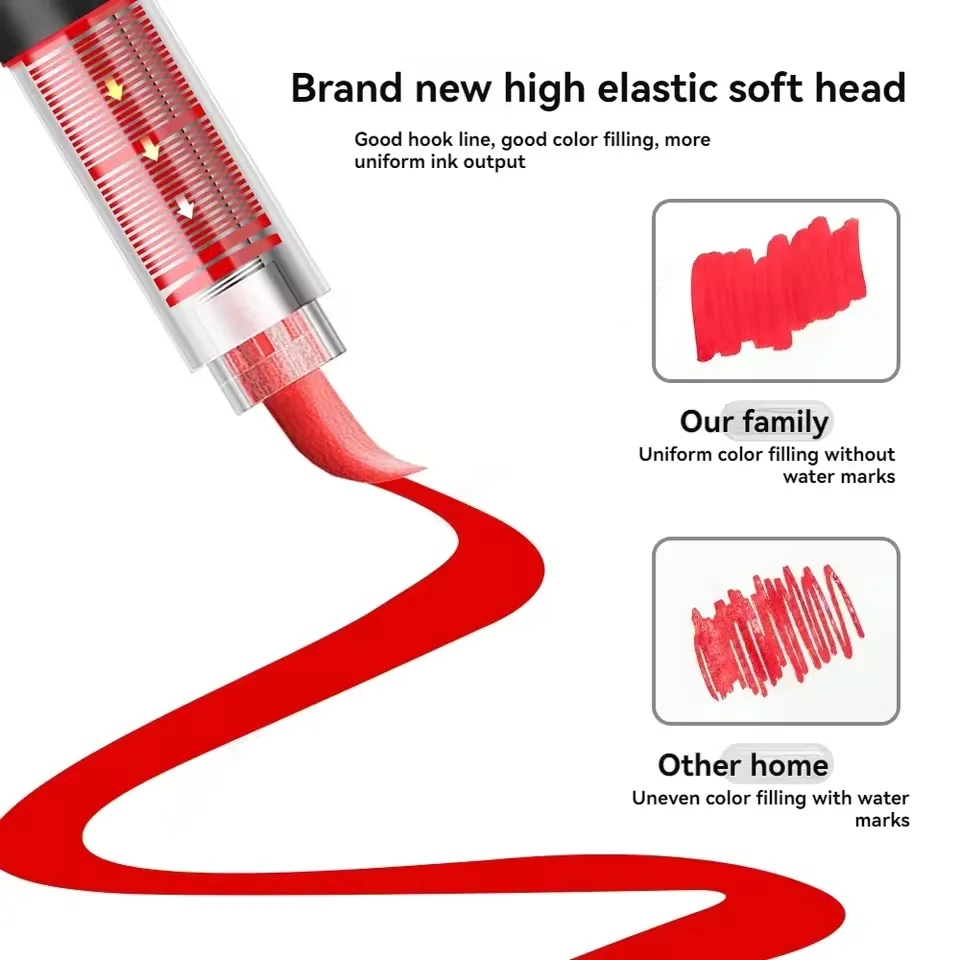12-366 Colors Acrylic Paint Pen Marker Brush Tip Paint Automatic Ink Control System Marker For Rock Painting Wood Christmas Gift