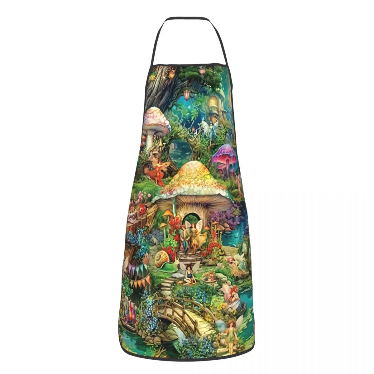 Custom Merry Mushroom Village Picnic Funny Apron for Men Women Adult Unisex Chef Bib Tablier Cuisine Cooking Baking Painting