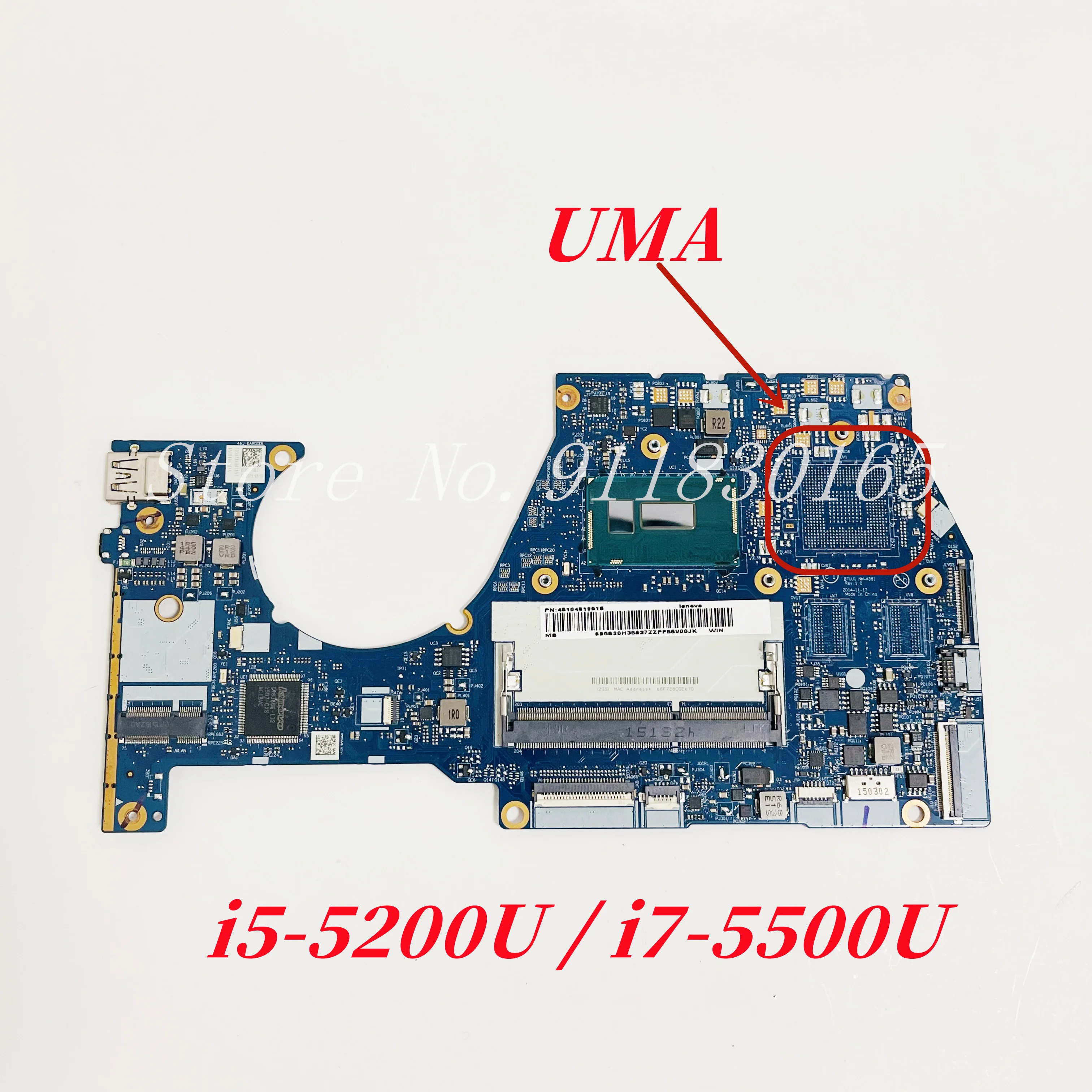 BTUU1 NM-A381 5B20H35637 For Lenovo YOGA 3 14 Laptop Motherboard With Core i5-5200U i7-5500U CPU 940M 2G/UMA DDR3L 100% Work