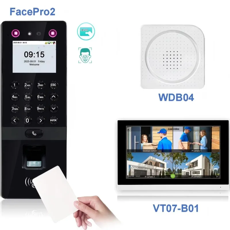 Wireless Door Bell and Intercom Face/Fingerprint/RFID Card Time Attendance and Access Control Device