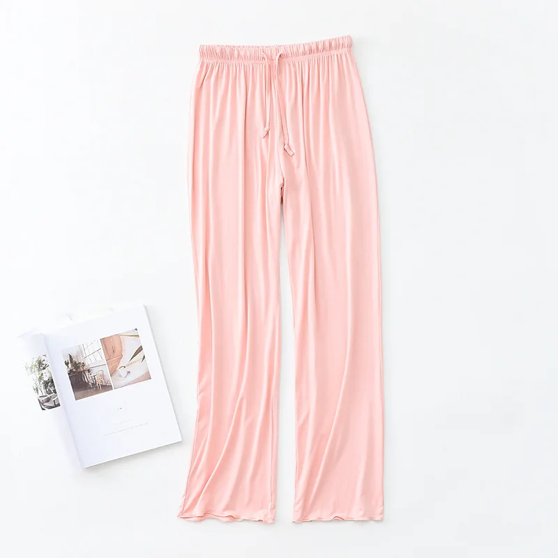 Pijamas de Modal con volantes para mujer, pantalones finos, ropa de casa suelta, ropa de dormir de color sólido, primavera y verano