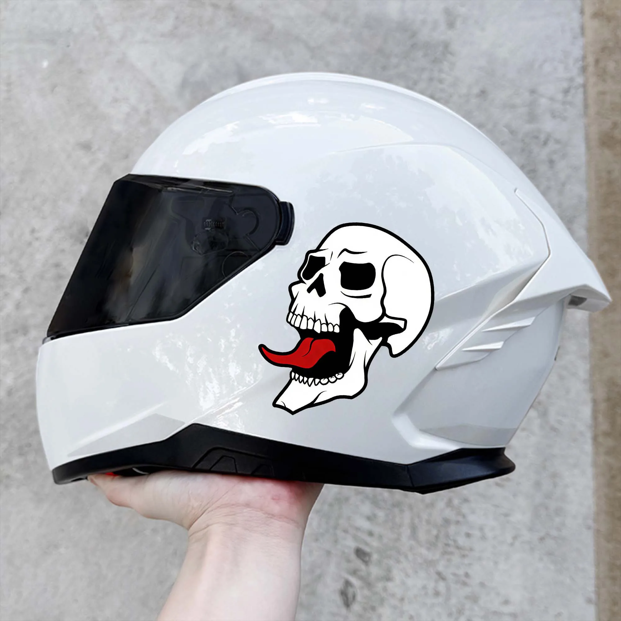 1Pc Horror Skull Motorcycle Sticker, Waterproof Vinyl Decal for Helmet Fairing Fuel Tank Fender Car Body Decor