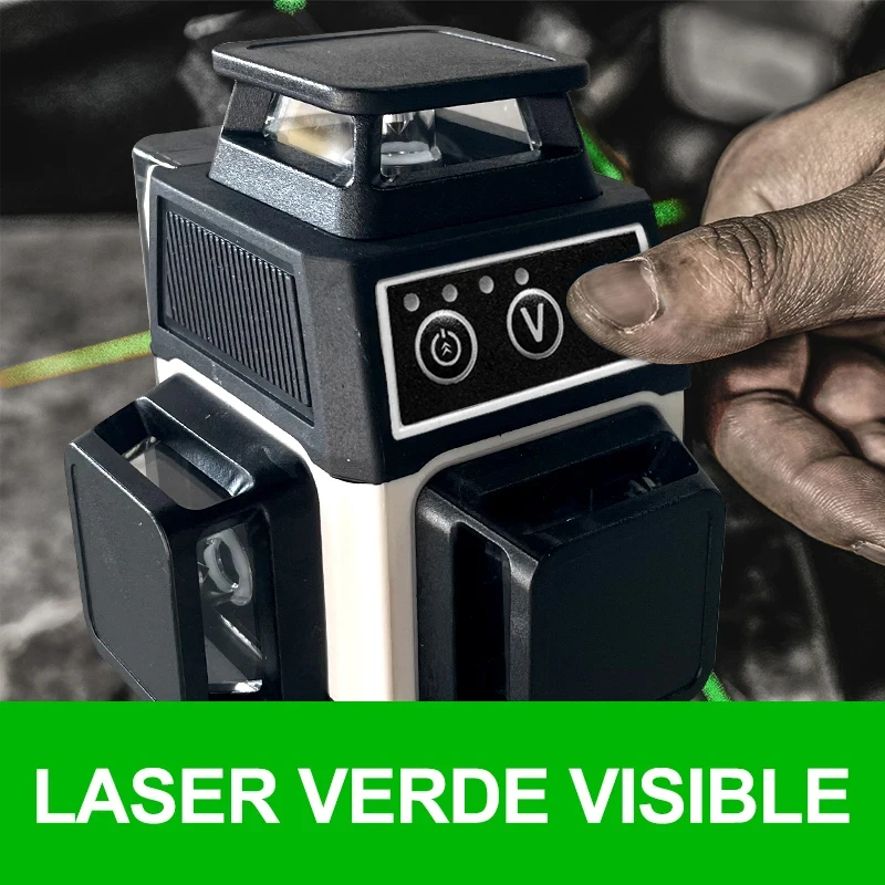 Pracmanu-Mini Nível Laser 3D, 12 Linhas, 360 Linha Transversal Auto-Nivelante, Horizontal e Vertical, Raio Verde Super Poderoso