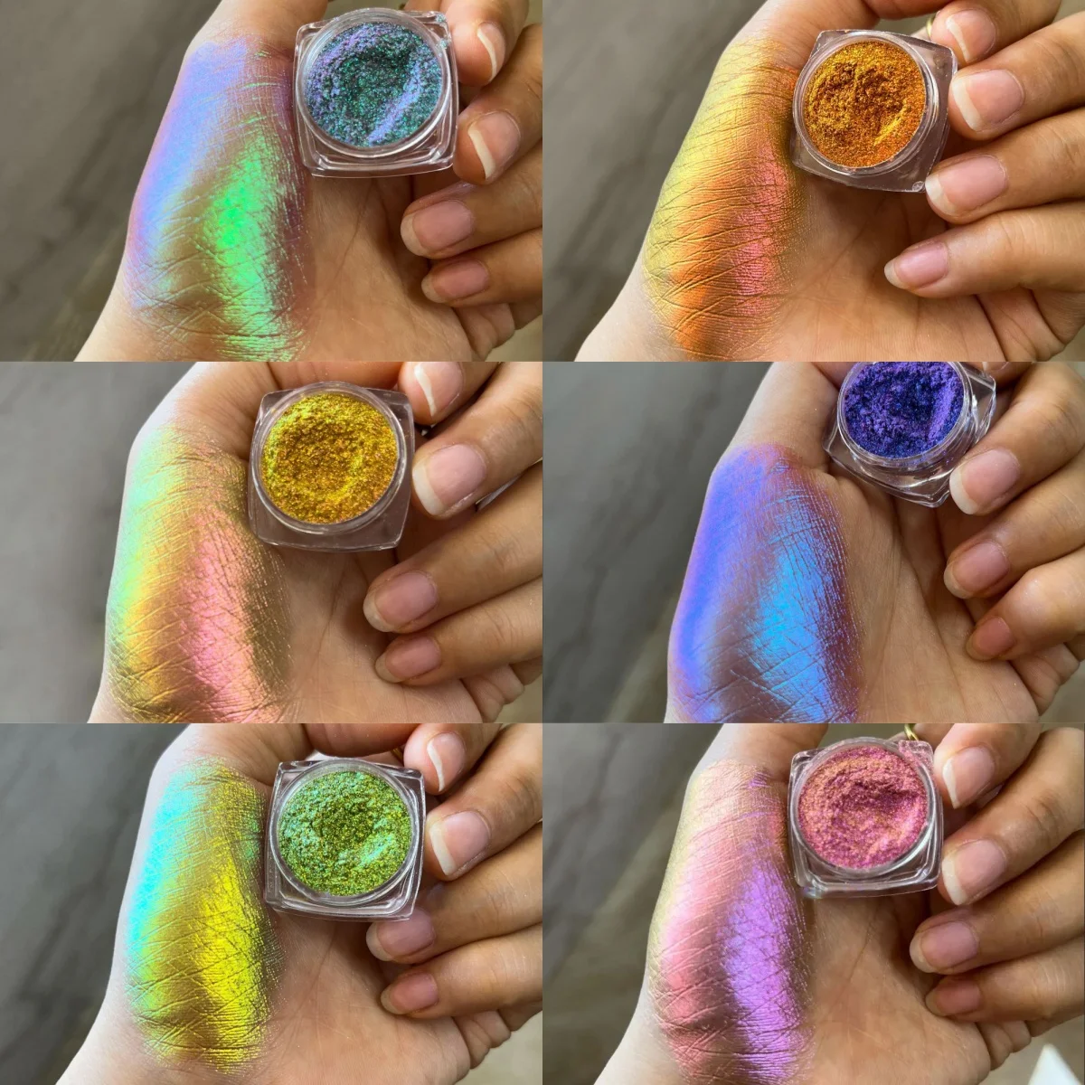 1pc Multicolor Chrome Pigment Powder Magic Mirror Effect Polarized Aurora Finish & Chameleon Pearlescent Glitter for Nail Art *#