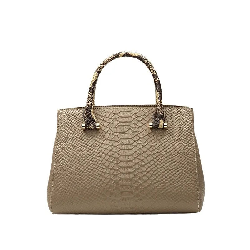 Bolso de hombro de cuero genuino para mujer, bolsos con patrón de serpiente, a la moda, informal, de alta calidad, versátil, de lujo