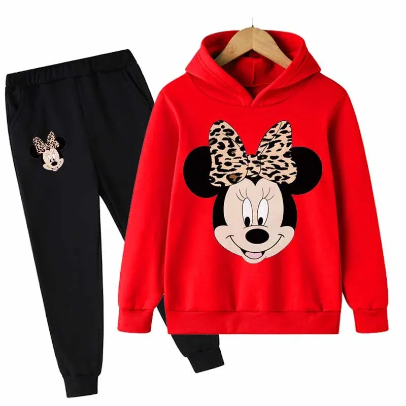 2024 Mickey Disney Mouse Clothes Sweatshirts Children Hoodie Pants 2 piece Mouse Tracksuit Girl Kids Printed Hoodie Set Suits