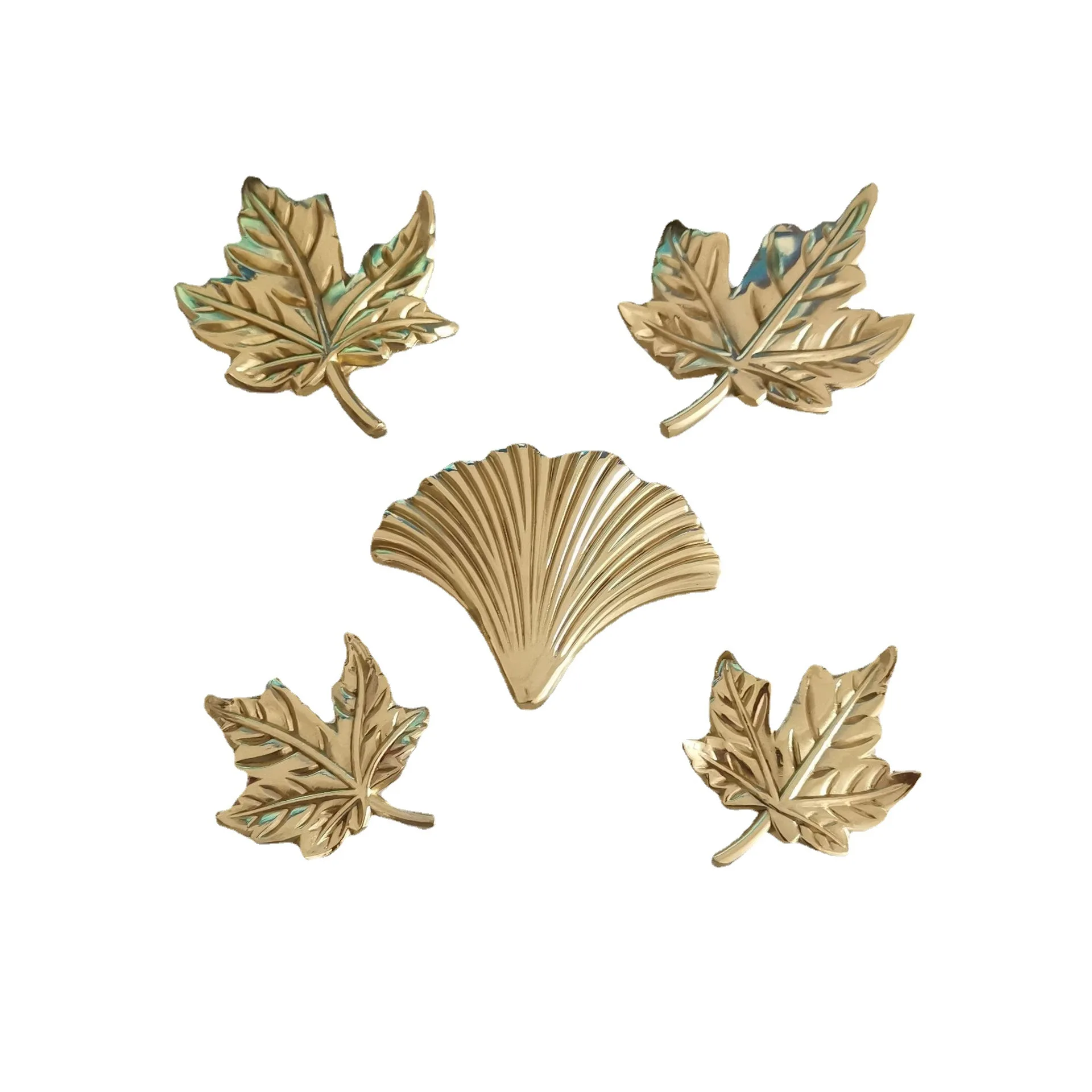 Brass Maple Leaf, Ginkgo Biloba Leaf, Drawer, Cabinet Door Wardrobe, Locker Wine Cabinet Shoe Cabinet TV Cabinet, Handle, Handle