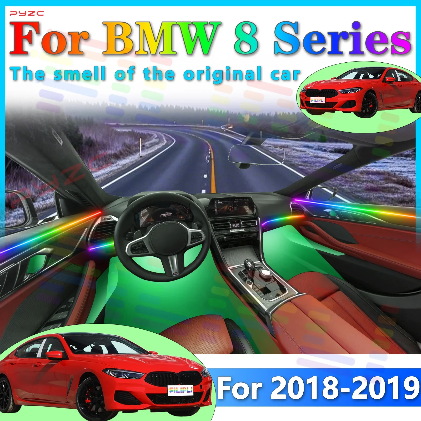 

For BMW 8 Series E31 Interior Ambient Light LED Strip Acrylic Style 64Colors RGB Symphony All Colors Adjustable with Mul