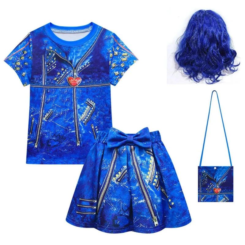 Halloween Cosplay Costume for Kids, Vestido de festa, Evie Stick 3, Mal, Carnaval, Meninas