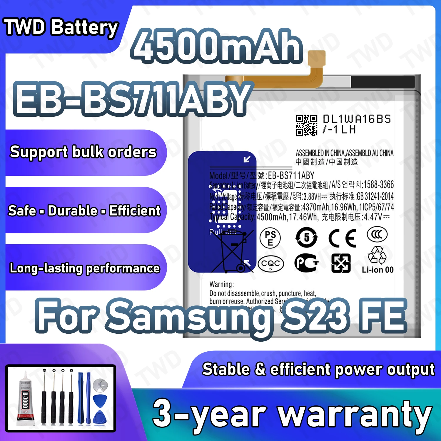 

EB-BS711ABY Large capacity Battery For Samsung Galaxy S23 FE Batteries New High Quanlity+Free Tools