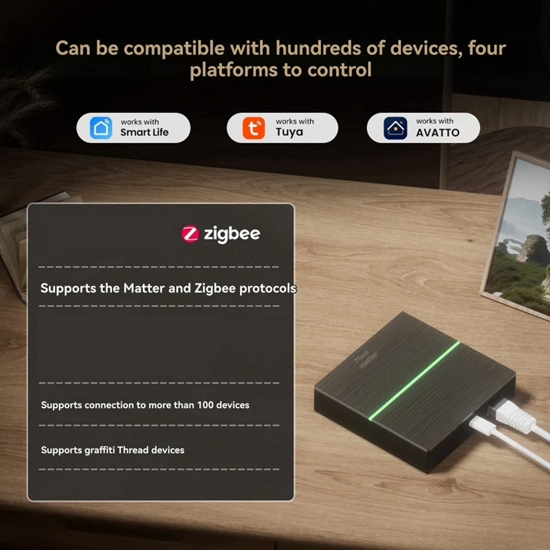 ATTWO-Tuya Smart Matter Gateway Smart Home Hub Work With Google Home Alexa Support App Remote Control Wired Matter Gateway