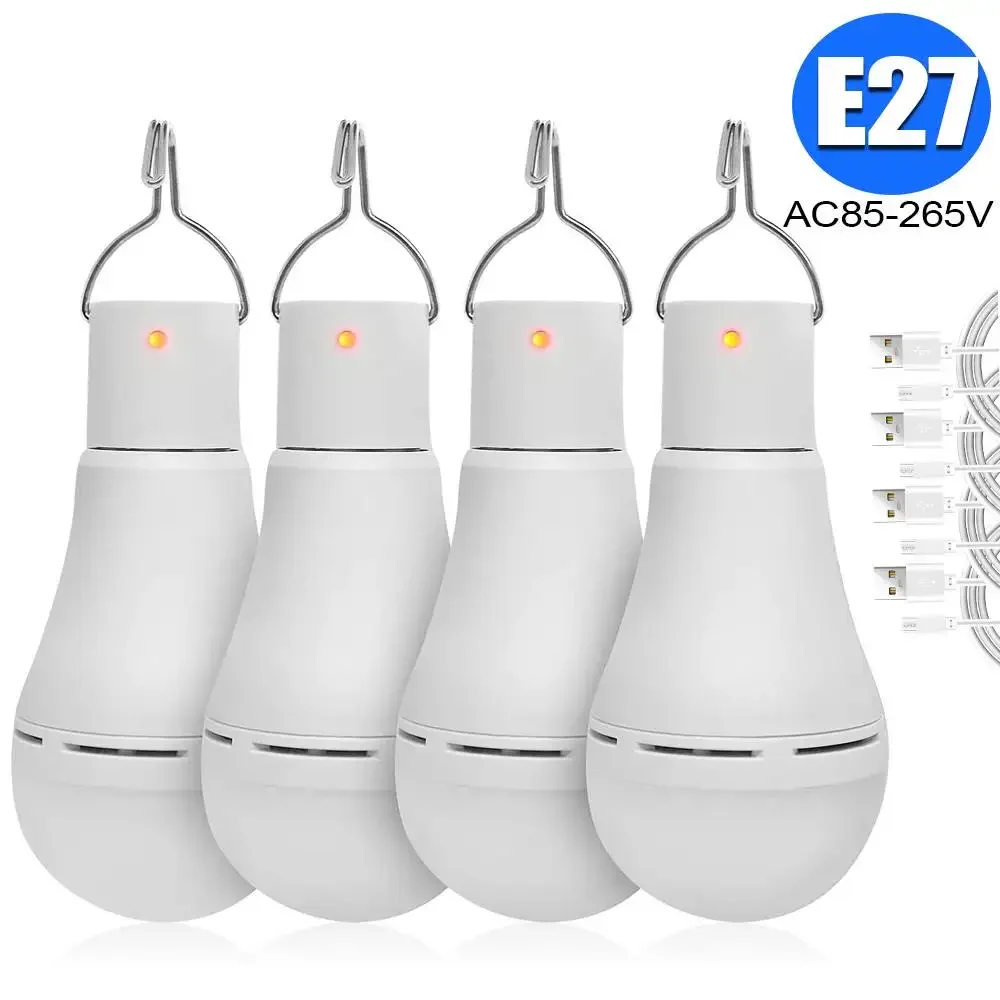 USB 충전식 LED 전구, 휴대용 캠핑 조명, 비상 조명 손전등, 야외 피크닉 걸이식 텐트 조명 