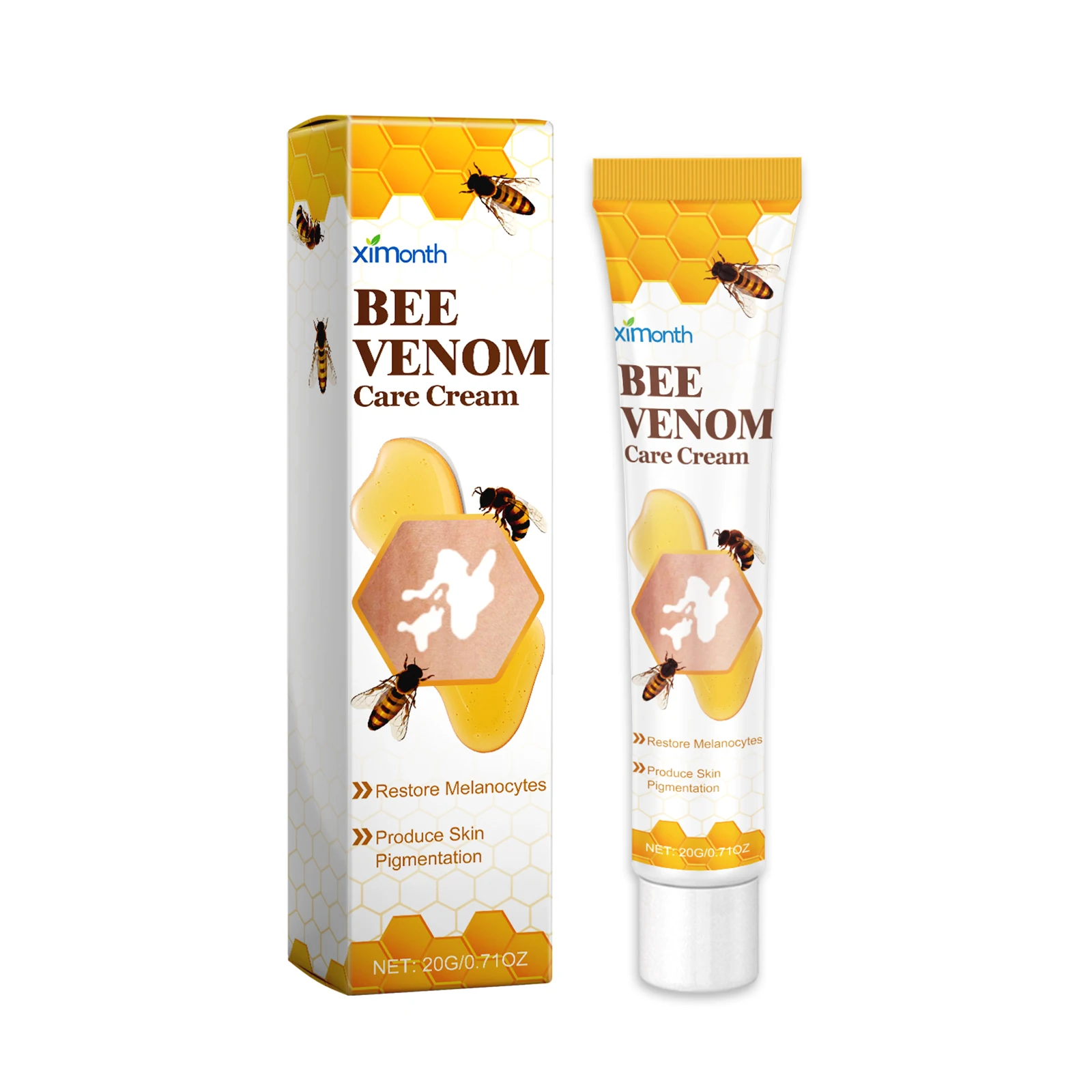 Bee Venom Vitiligo Treatment Cream Anti Dry Itchy Skin White Spot Remover Adjust Melanin Prevent Spread Leukoderma Care Ointment