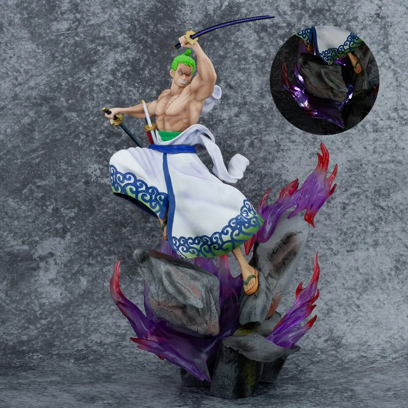 

One Piece Wano Country Zoro Juro Battle Edition Can Be Illuminated Scene Figure Anime Peripheral Toys Model Doll Ornament Gifts