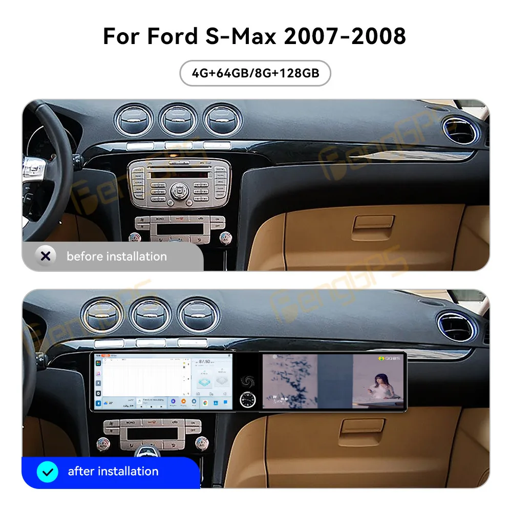 For Ford S-Max 2007-2008 Android Car Radio Multimedia Video Player Wireless Carplay Autoradio Stereo GPS Navigation Head Unit