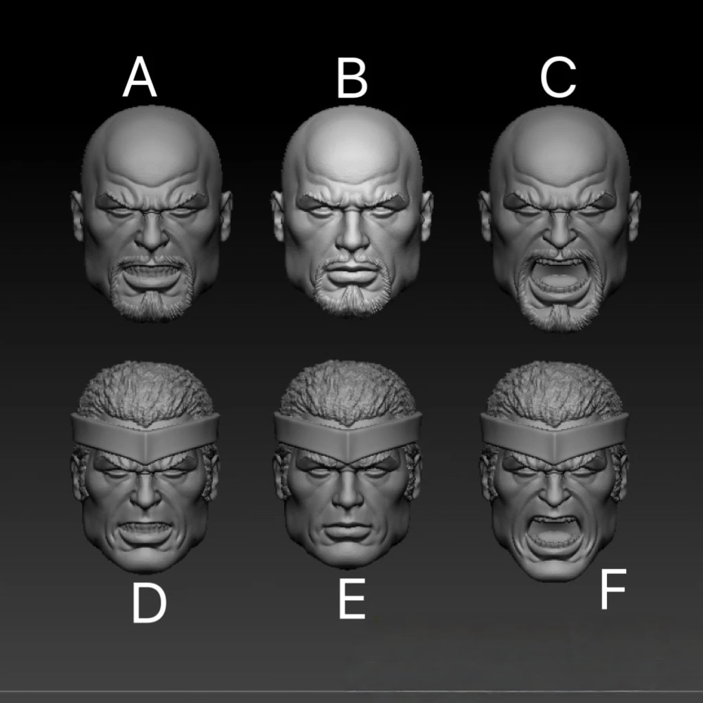 1/12  Scale Unpainted Mercenary Soldier Head Sculpt Carved Model Toys