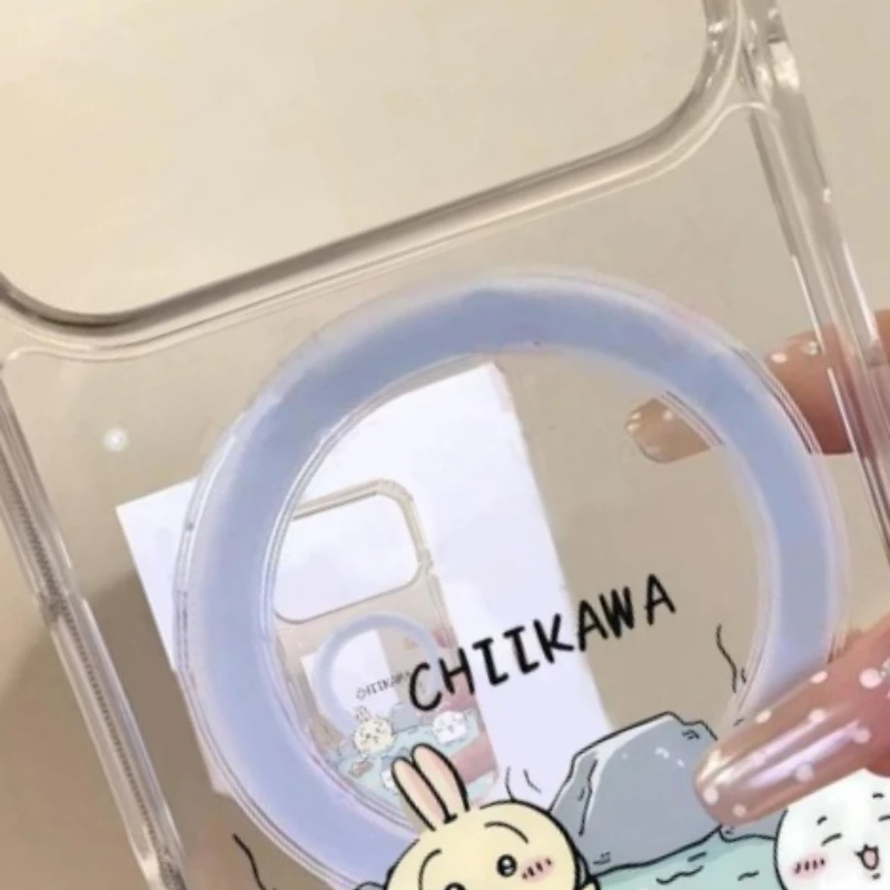 Cartoon Kawaii Applicable IPhone Phone Case Creativity Strong Adsorption HD Pattern Cute Fun Acrylic Material Good Feel Chiikawa