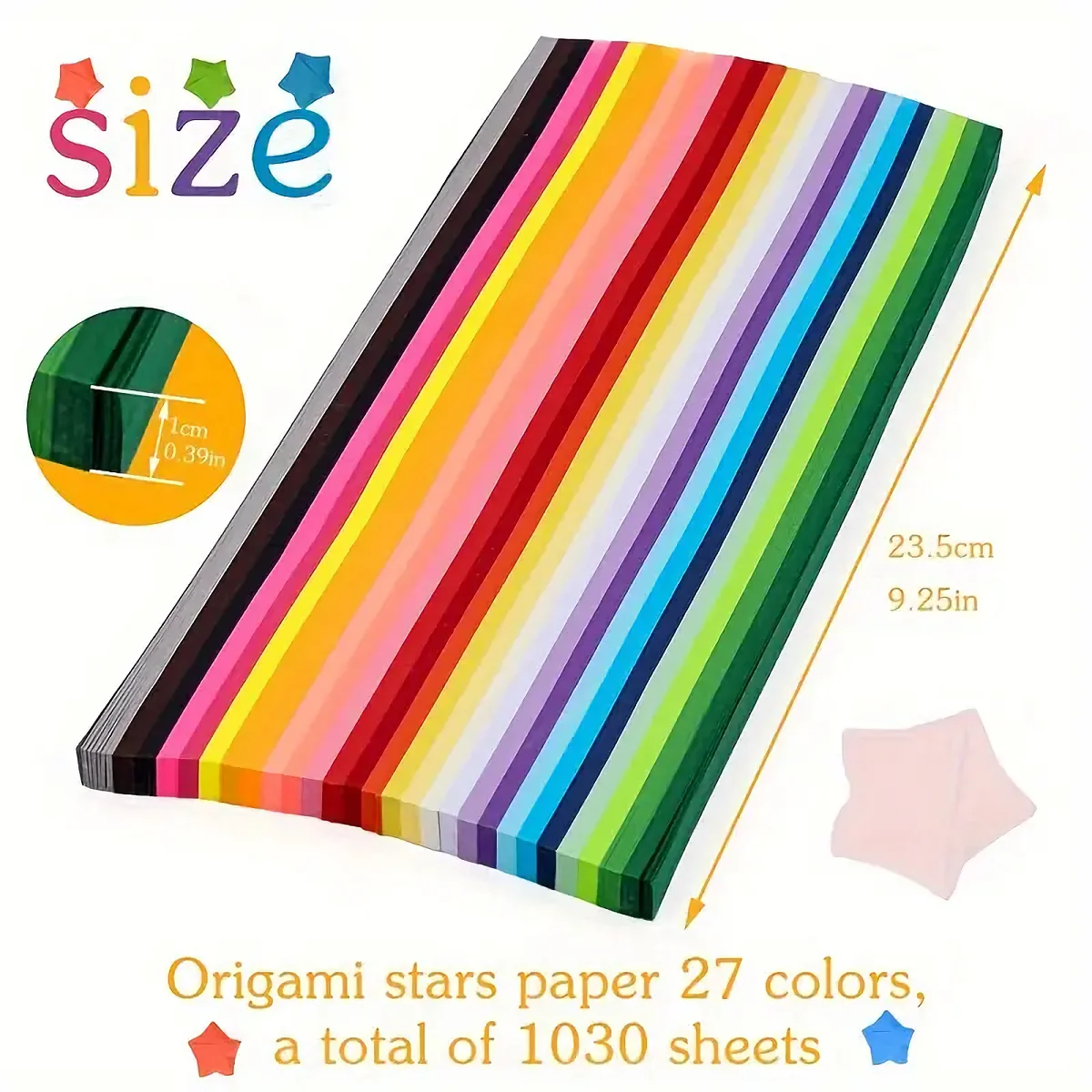 1030sheets Double-Sided Origami Star Paper Set in 27 Vibrant Random Colors Perfect for Handmade Lucky Star Decor DIY Art Craft
