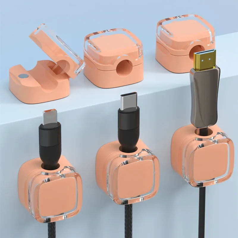 NNBILI 6 Stück magnetische Kabelmanagement-Clips, mehrfarbiger Kabel-Organizer, Schreibtisch- und Wandhaken für Telefongaten und Ladegeräte ﻿