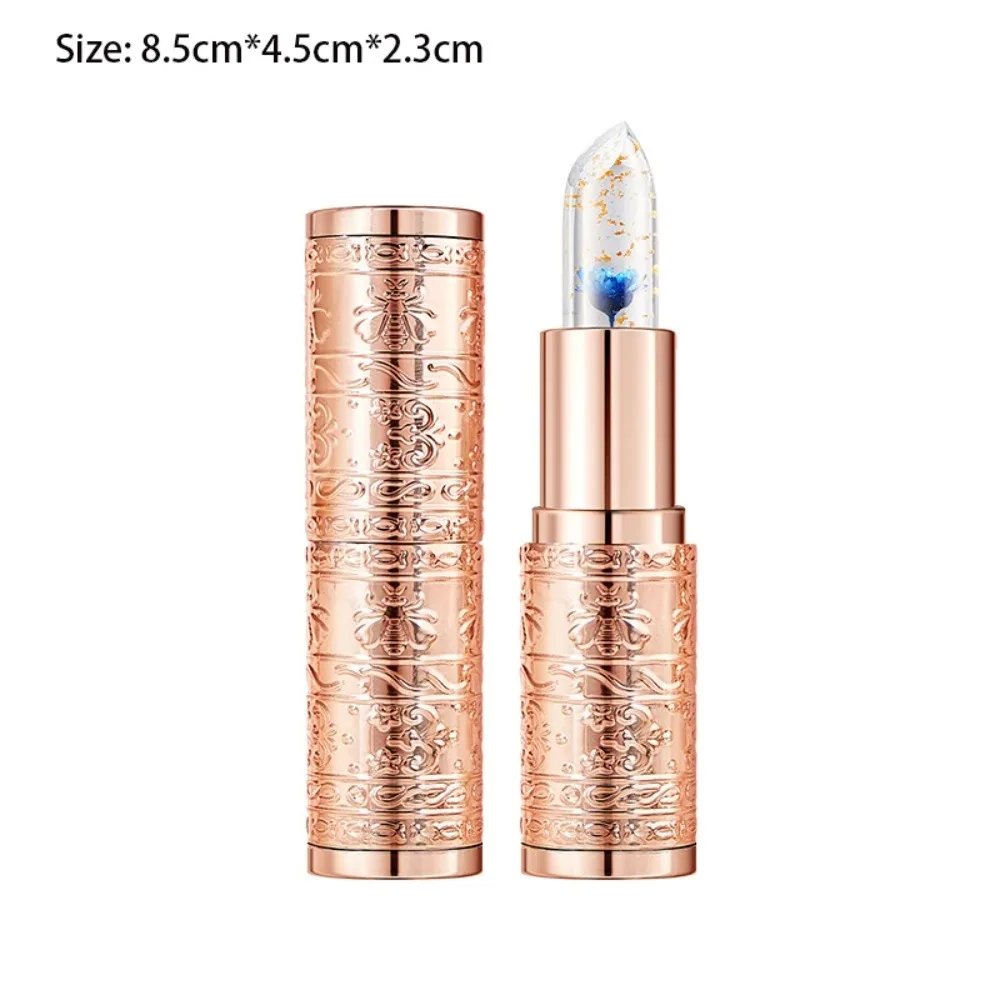 Transparenter Gelee-Blumen-Lippenstift, wasserdicht, feuchtigkeitsspendend, farbwechselnder Lippenbalsam, Blumen-Make-up, langlebig, sexy Lipgloss