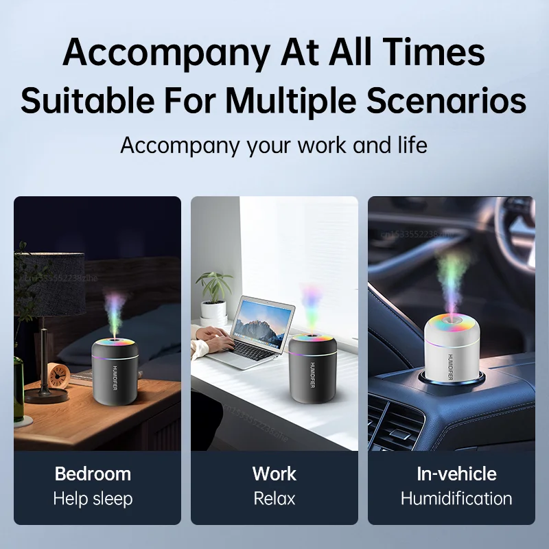 Mini Aroma Humidifier USB Air Humidifier for Home Car Aromatherapy Fragrance Essential Oil Diffuser with Colorful Night Light