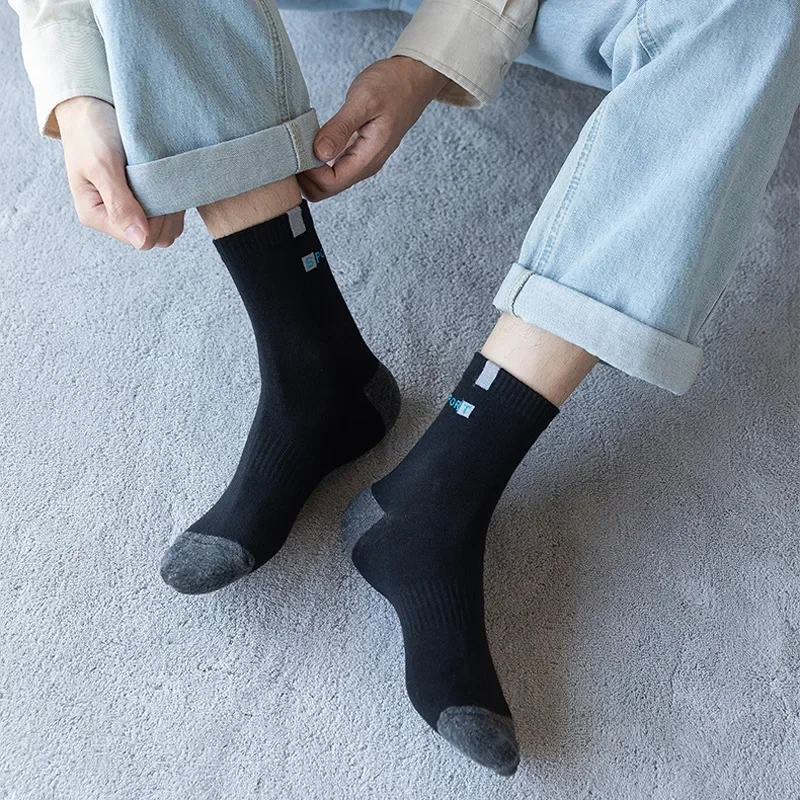 5 أزواج حجم 37-43 الرجال ألياف الخيزران الخريف الشتاء الرجال الجوارب تنفس القطن الرياضة جورب تنفس مزيل العرق جوارب عمل #6