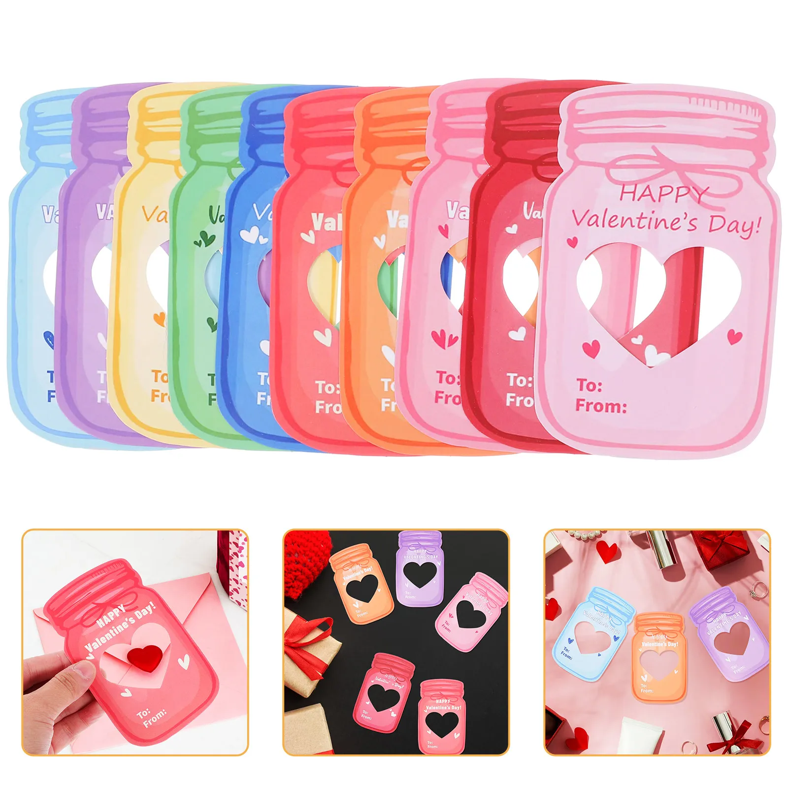 

Набор из 1 шт.: Элегантная бумажная открытка-бутылочка для посланий на День святого Валентина, DIY, с пустым полем для сообщений, для пар, студентов, одноклассников, с дизайном в виде сердца