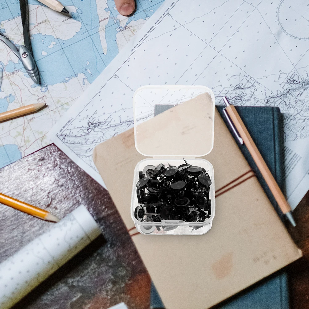 

Plastic Transparent Black Round Thumbtacks Pins for Maps Art Crafts Travel Photos Cork Board Decorative Pushpins Wall Hangings