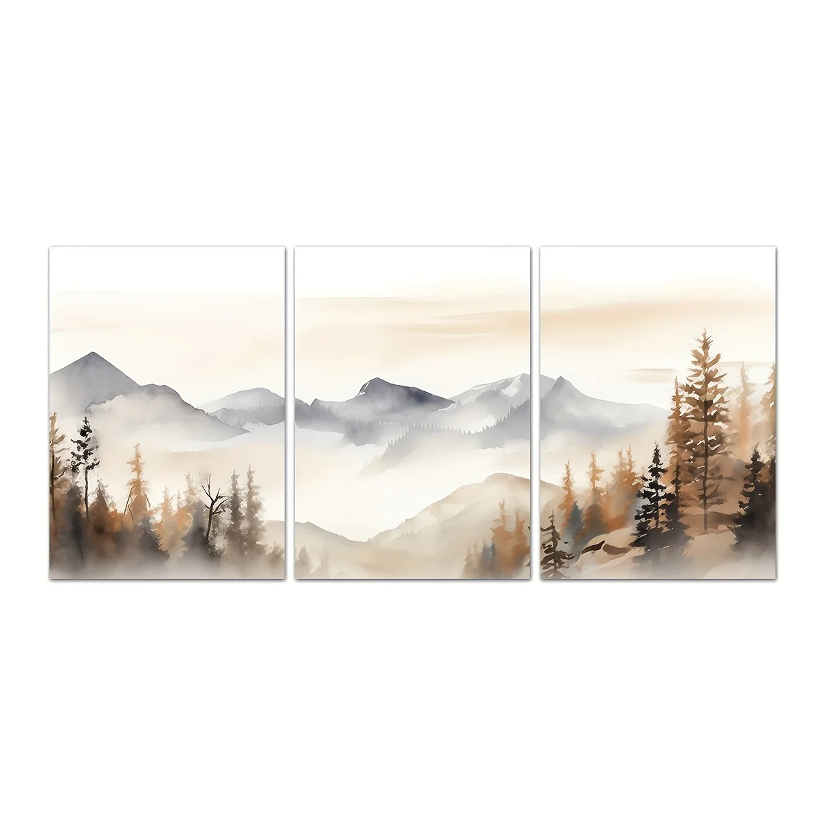 مجموعة من 3 مطبوعات فنية جدارية تجريدية حديثة، لوحات قماشية محايدة للمناظر الطبيعية الجبلية، نمط أوراق الفن ديكو الكلاسيكي، البحار