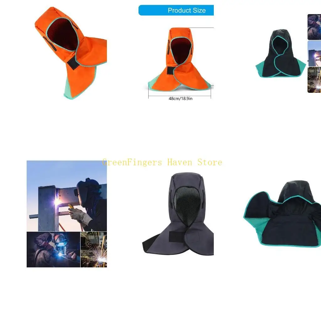 F68D Full Protective Welding Hood Welding Neck Cover Flame Retardant Protective Welding Cover for Men Washable Breathable