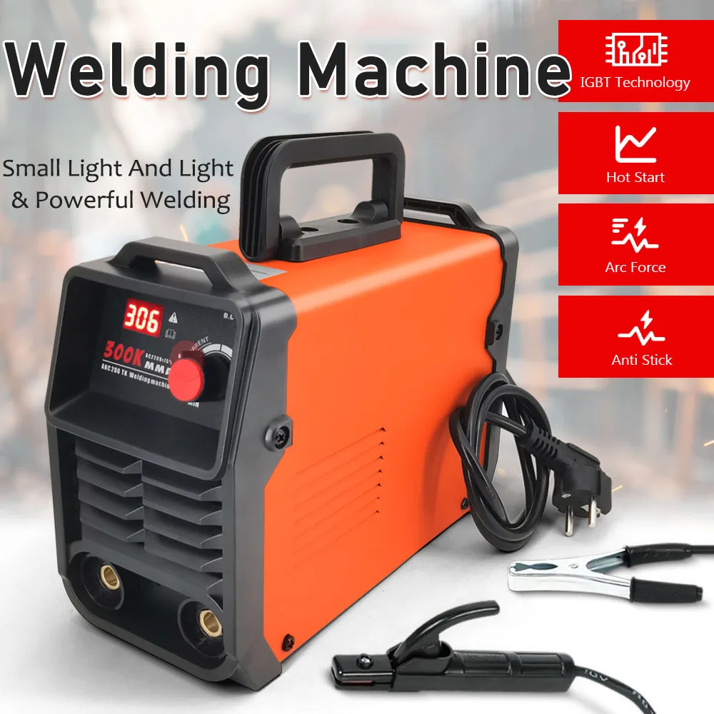 Portable Welding Machine 220V Digital Display LCD Hot Start Welding Machines 300A ARC Welder Machine With Electrode Holder Wire